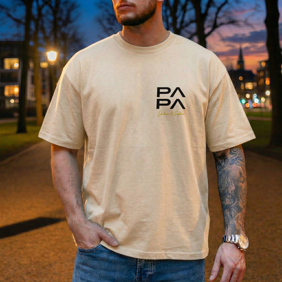 Das perfekte Geschenk für Väter: Personalisiertes Papa-Shirt mit Namen der Kinder