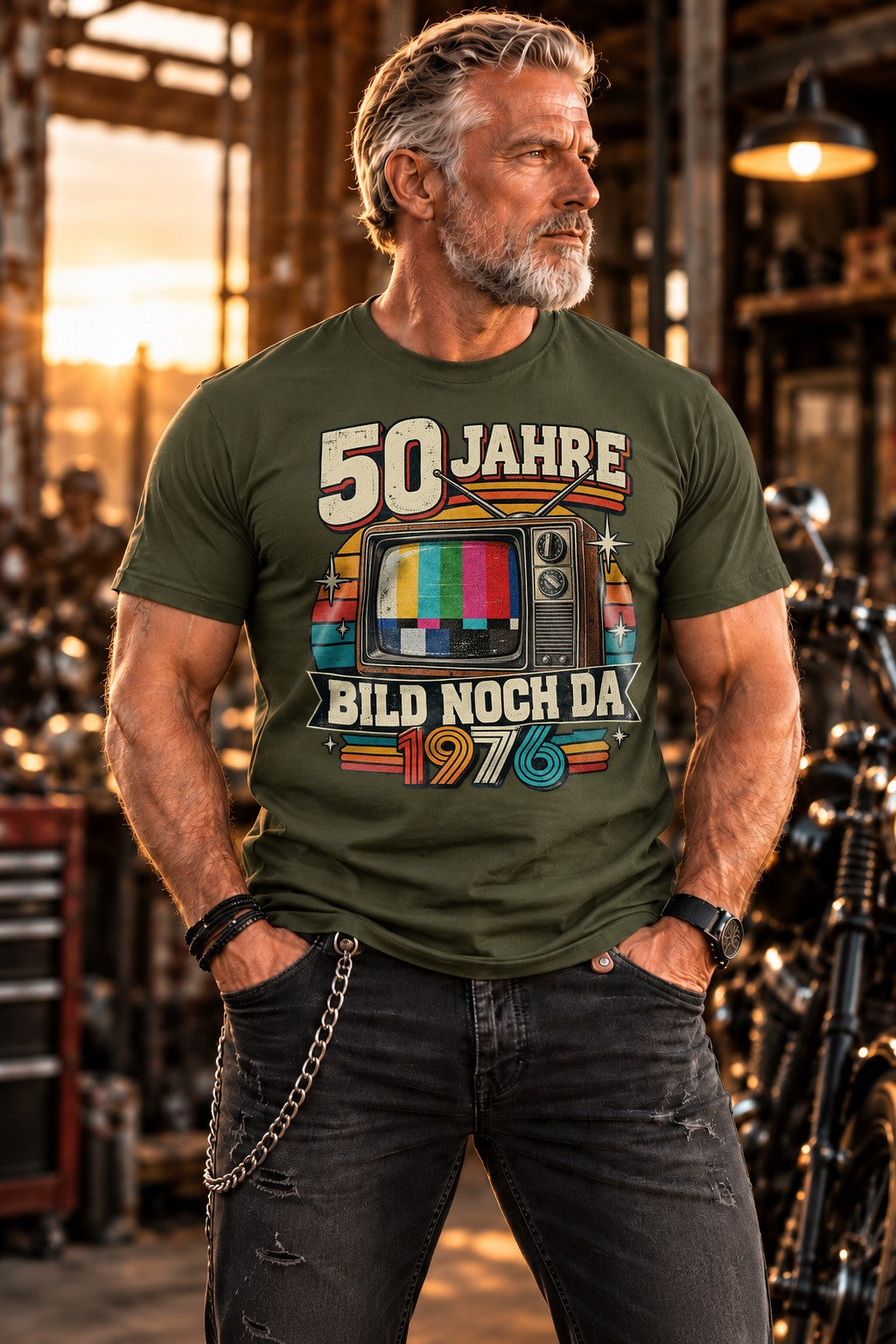 50 Jahre Bild noch da 1976 T-Shirt Herren Retro Geburtstag Vintage TV Shirt lustig 50. Geburtstag Geschenk