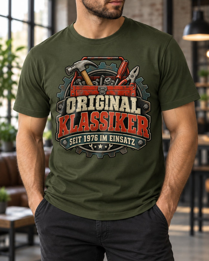 Original Klassiker seit 1976 im Einsatz T-Shirt Herren, Geburtstag 1976 Geschenk, Werkzeug Retro Shirt, Jahrgang Klassiker