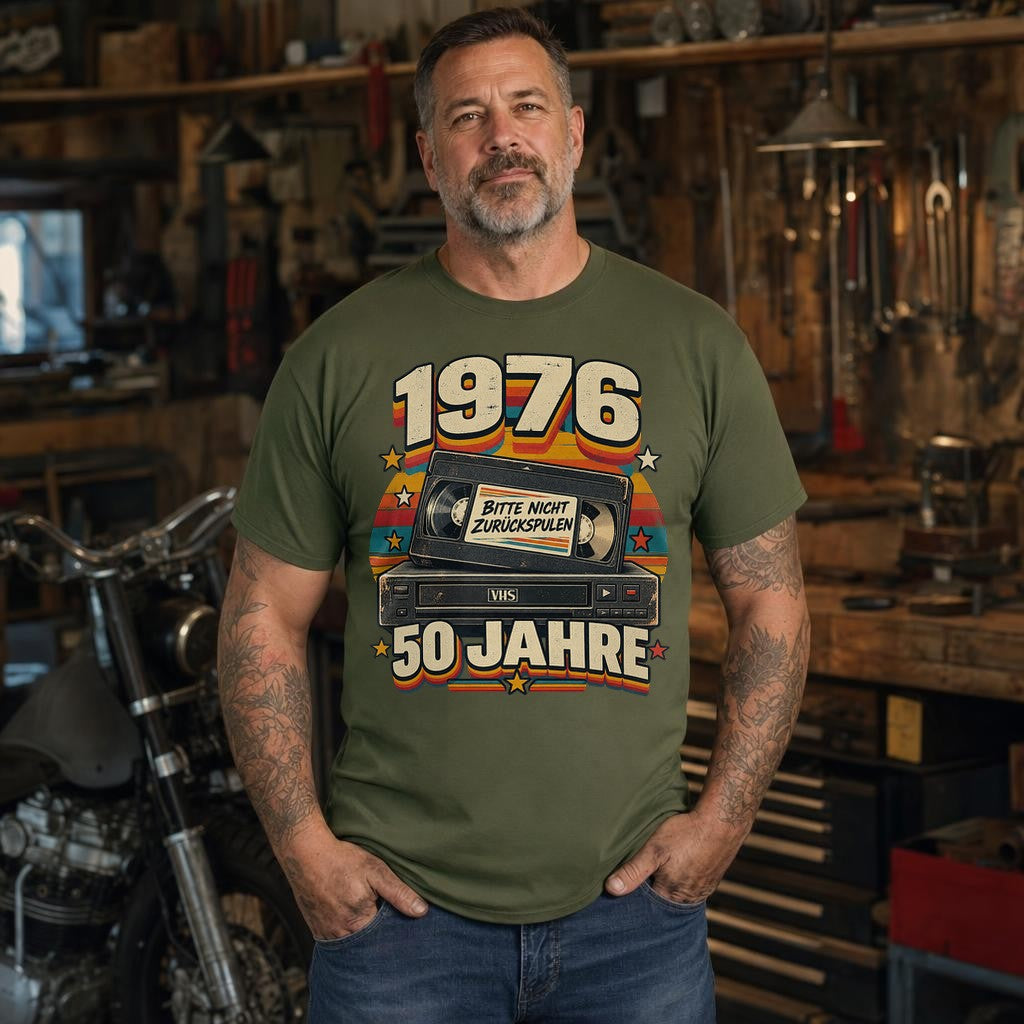 1976 50 Jahre T-Shirt Vintage VHS Geburtstag Bitte Nicht Zurückspulen Retro Geschenk zum 50. Geburtstag Damen Herren