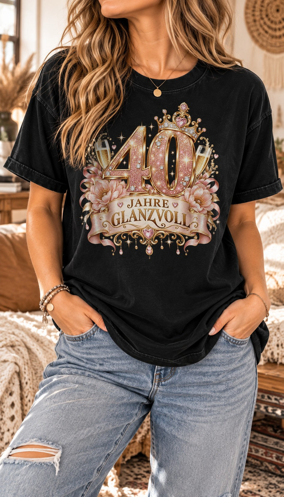 Personalisiert Geburtstag Shirt Damen – Jahre glanzvoll T-Shirt mit Alter, Glamour Geschenk Frau