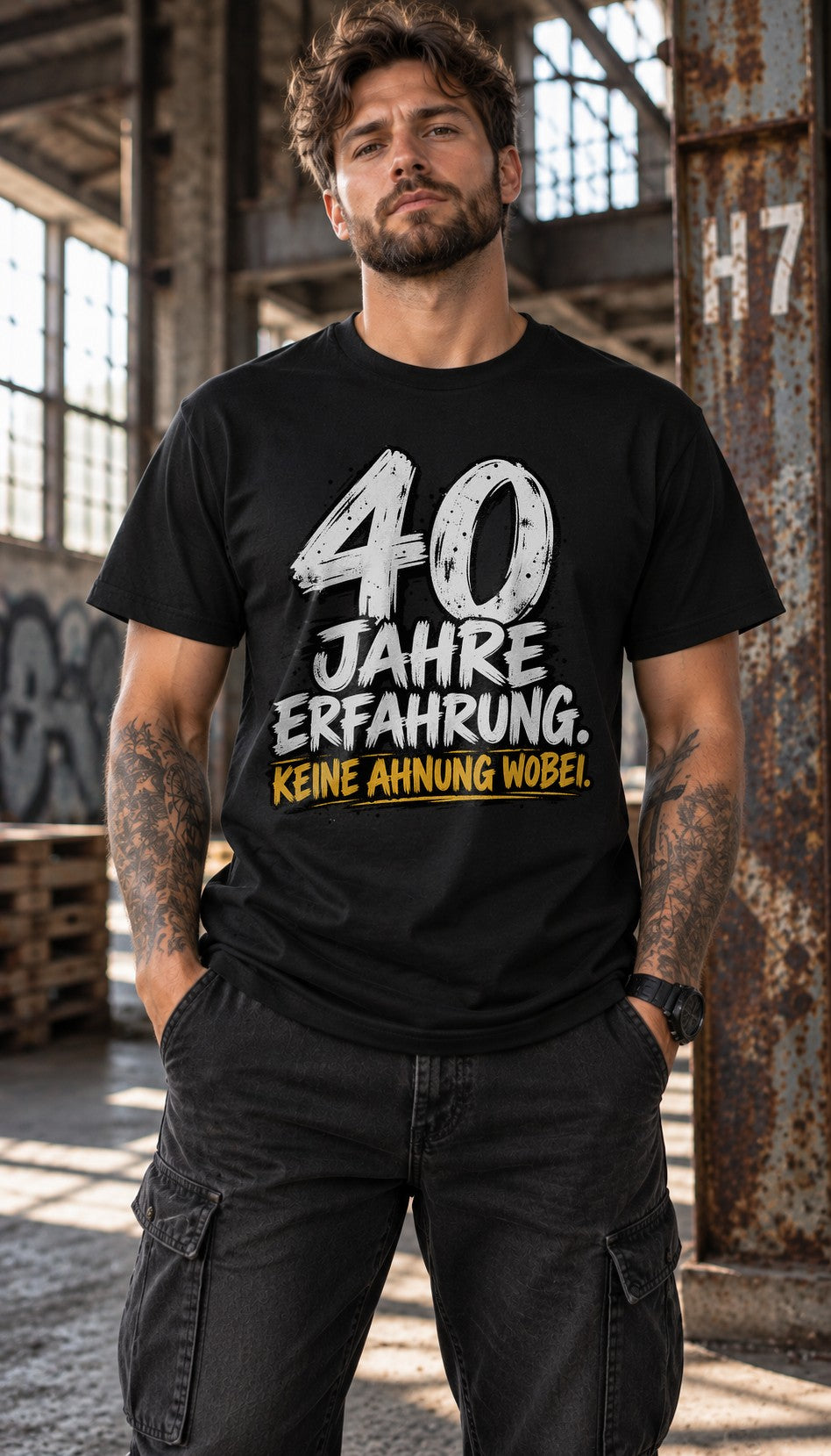 40 años de experiencia No tengo ni idea De qué Camiseta de hombre Divertida Cumpleaños 40 Regalo para hombres Camiseta con frase Negra