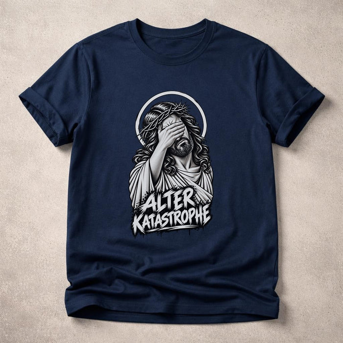Alter Katastrophe T-Shirt lustig, Jesus Facepalm Shirt, schwarzes Funshirt Herren Damen, sarkastisches Geschenk