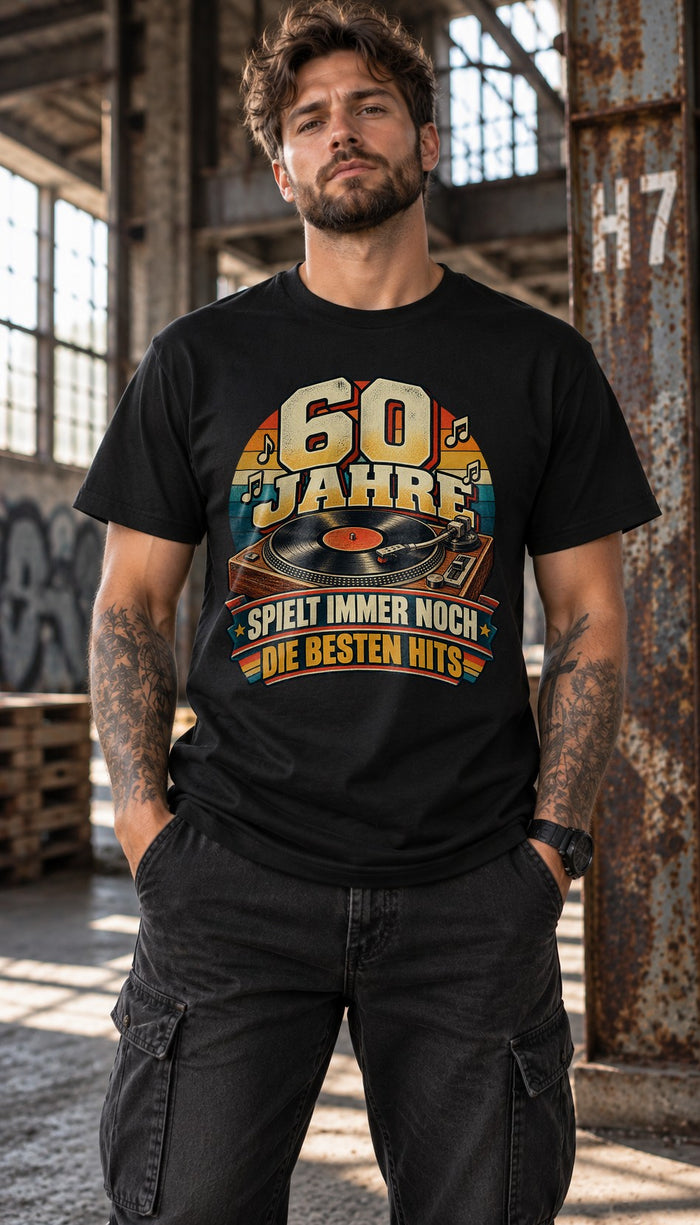 60 Jahre spielt immer noch die besten Hits T-Shirt, Geburtstag 60 Herren, Retro Schallplatte Vinyl Party Geschenk