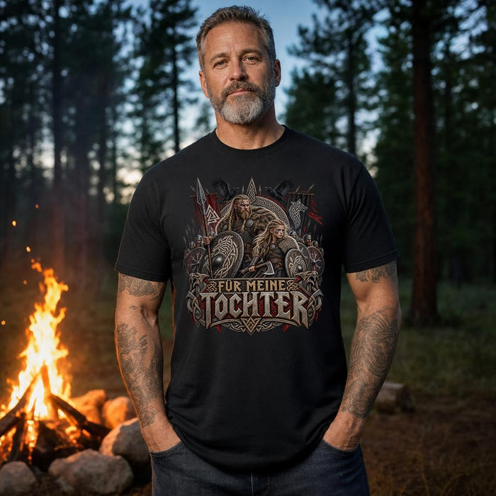 Für Meine Tochter Wikinger T-Shirt Herren, Vater Tochter Geschenk, Viking Shirt, Nordisch Fantasy Krieger Tee