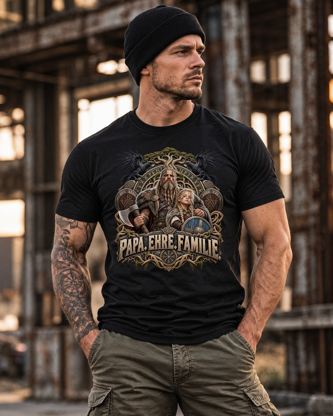 Wikinger Papa T-Shirt, Papa Ehre Familie Shirt, Vatertag Geschenk für Väter