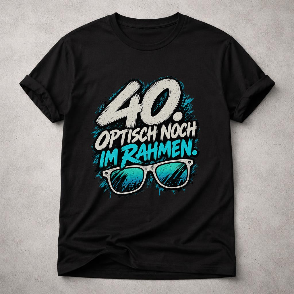 40. Aún guapo dentro de lo normal Camiseta divertida para hombre, Camiseta de 40 cumpleaños, Camiseta con gafas y frase, Regalo para el cuadragésimo cumpleaños