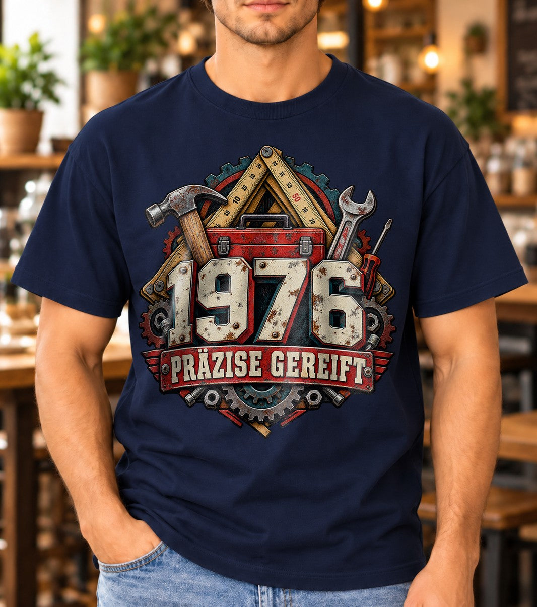 1976 Präzise Gereift T-Shirt Herren Geburtstag Handwerker Werkzeug Vintage Geschenk für Männer 49 Jahre
