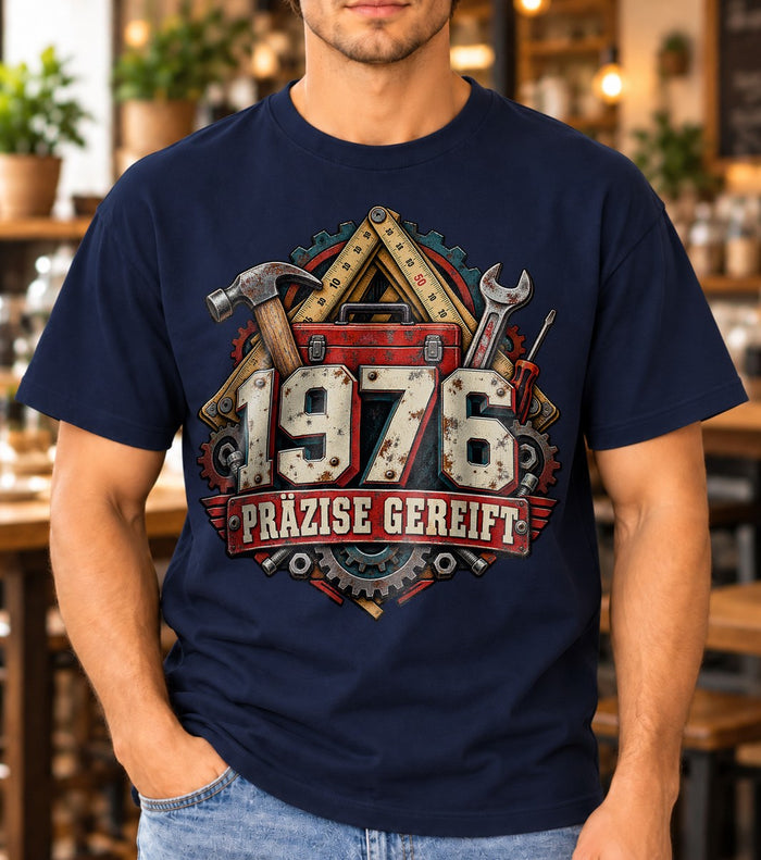 1976 Präzise Gereift T-Shirt Herren Geburtstag Handwerker Werkzeug Vintage Geschenk für Männer 49 Jahre