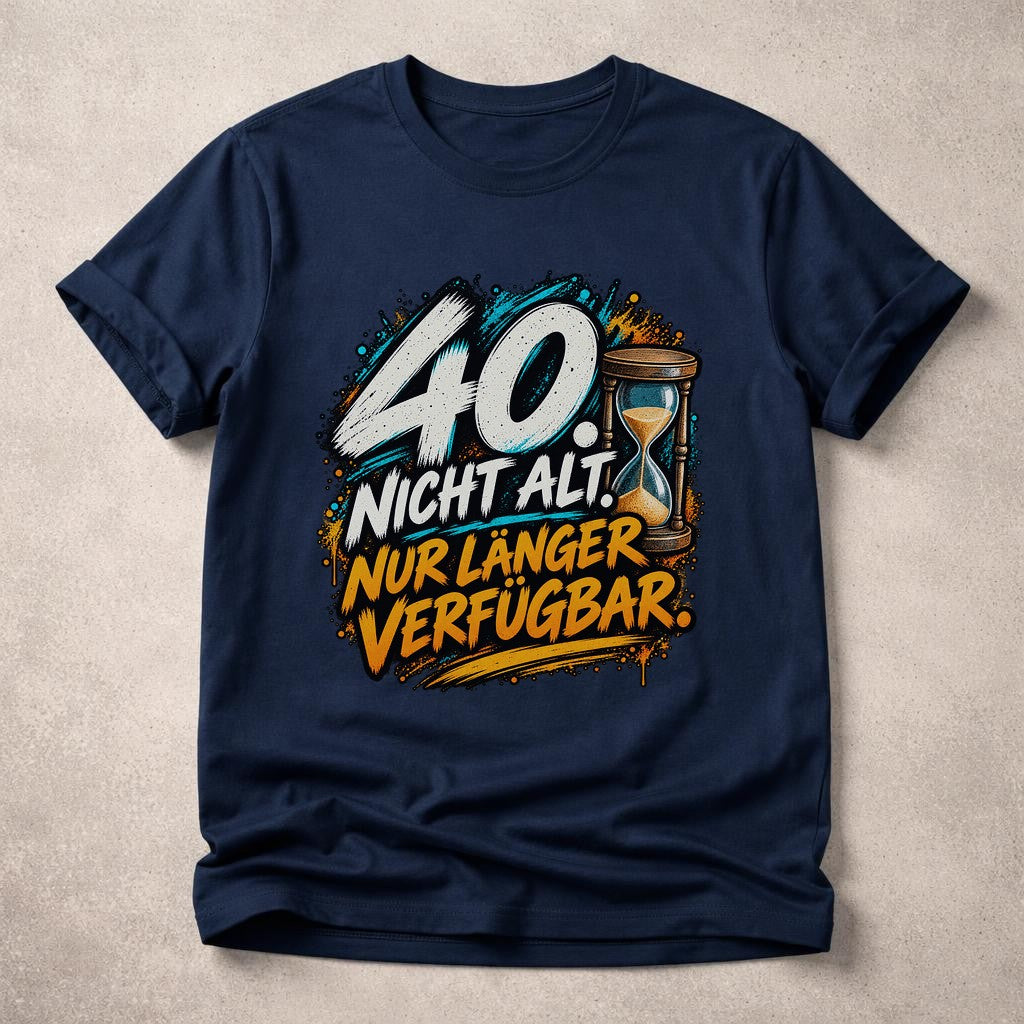 40. No viejo. Solo disponible por más tiempo Camiseta divertida para hombre, Regalo de 40 cumpleaños para hombre, Camiseta divertida con reloj de arena
