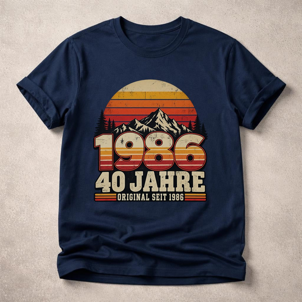 1986 40 Jahre Original Seit 1986 T-Shirt Herren Vintage Geburtstag Geschenk 40er Jubiläum Retro Bergmotiv