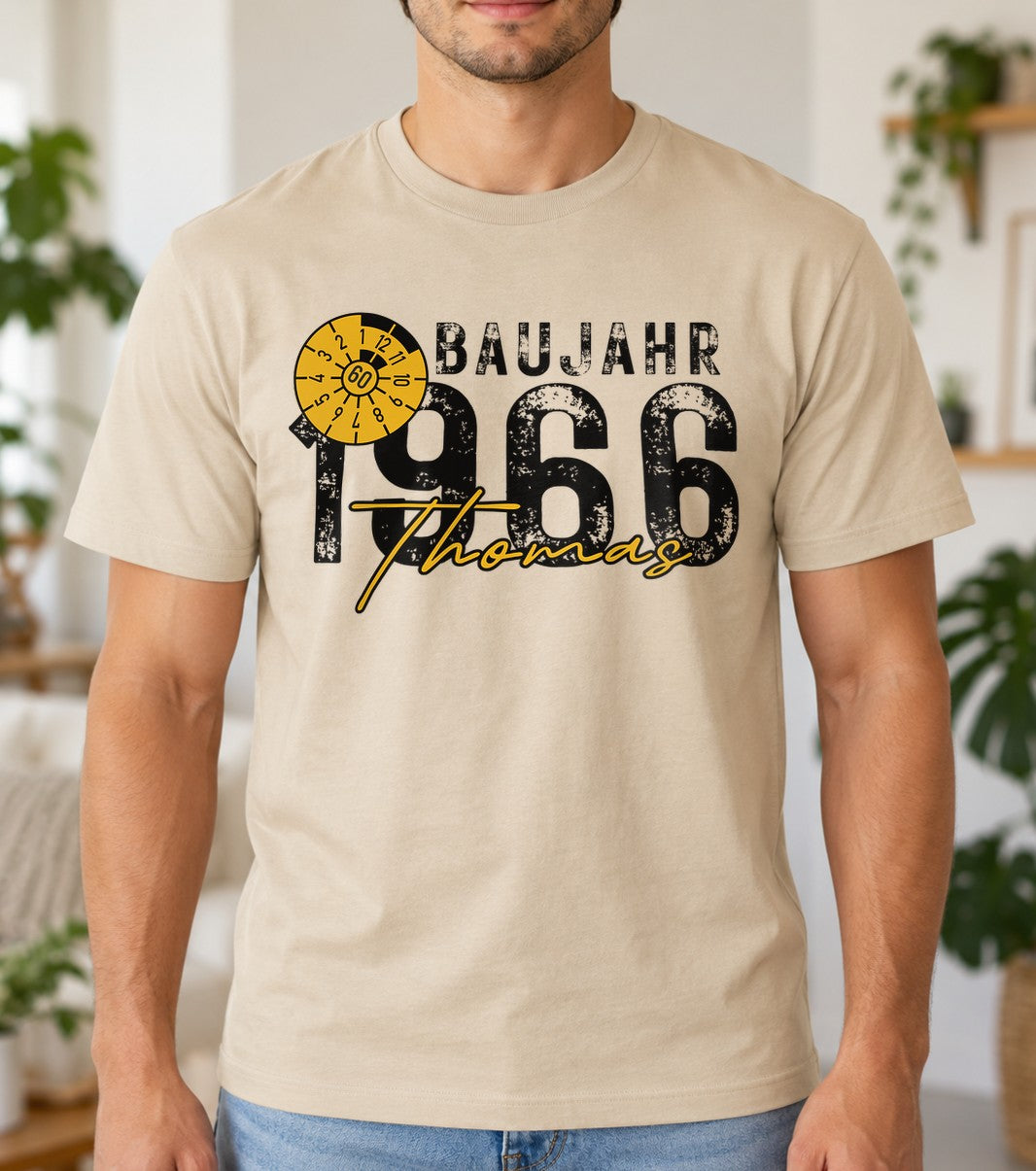 60. Geburtstag T-Shirt personalisiert mit Name Alter und Wunschjahr - Baujahr 1966 Shirt fuer Papa Opa Mama Oma