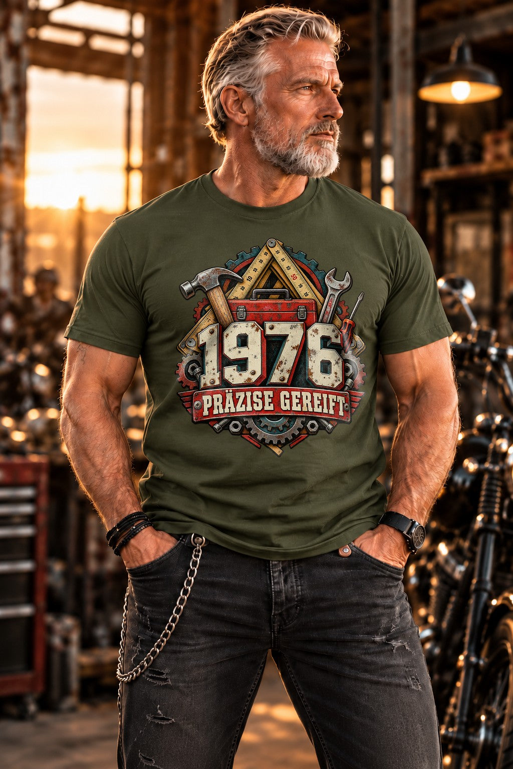 1976 Präzise Gereift T-Shirt Herren Geburtstag Handwerker Werkzeug Vintage Geschenk für Männer 49 Jahre