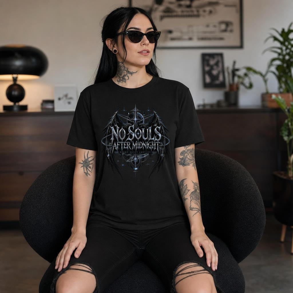 No Souls After Midnight Gothic T-Shirt Damen Herren – Dark Aesthetic Night Shift Society