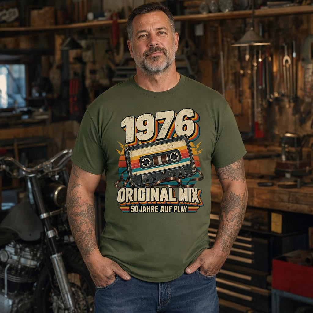 1976 Original Mix T-Shirt, 50 Jahre Auf Play Shirt, Vintage Kassette Geburtstag, Retro 70er Geschenk zum 50.