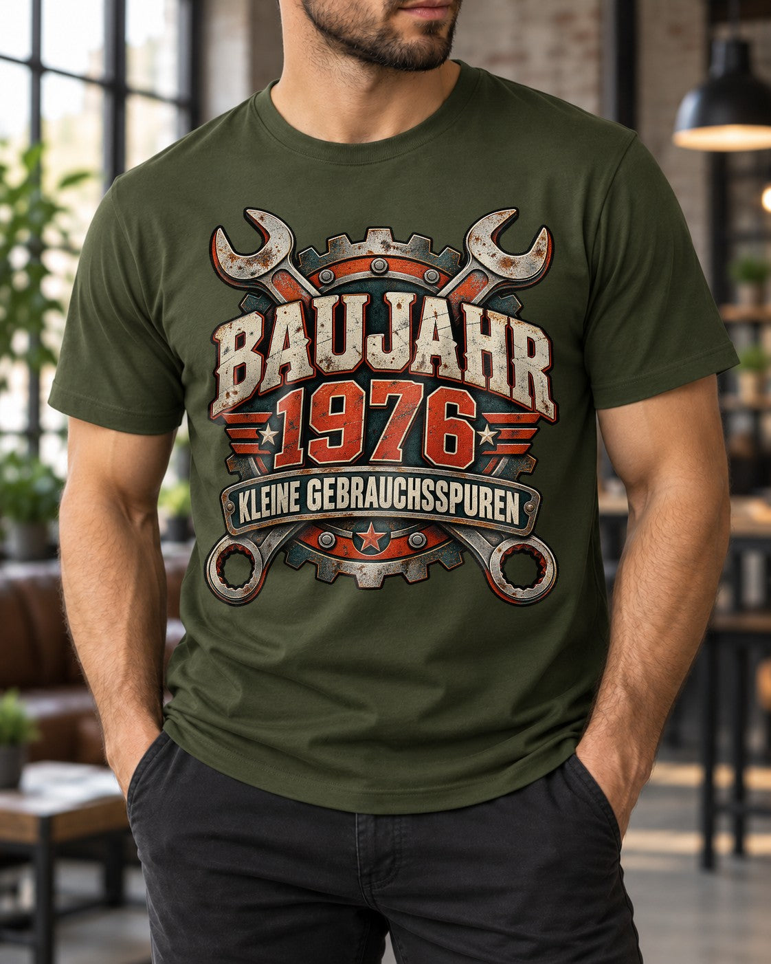 Baujahr 1976 T-Shirt Herren, Kleine Gebrauchsspuren, Schrauber Geschenk, Vintage Mechaniker Shirt, Geburtstag 49