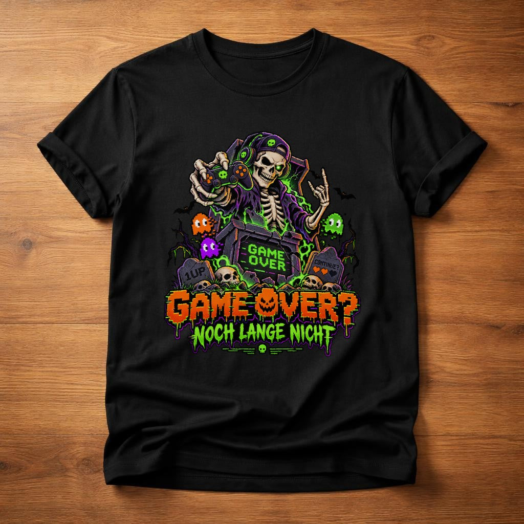 Game Over? Noch lange nicht T-Shirt – Retro Gaming Skull Shirt für Gamer