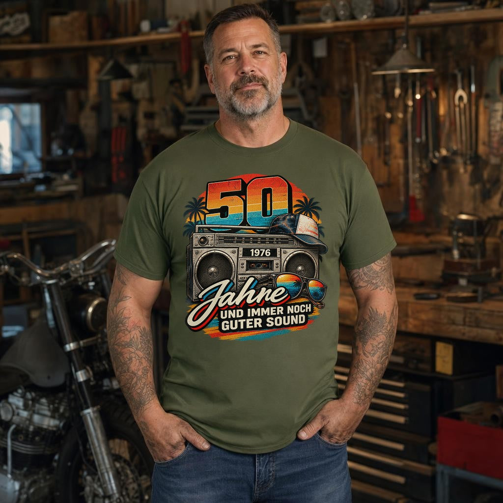 50 Jahre und immer noch guter Sound T-Shirt 1976 Geburtstag Retro Vintage Geschenk Herren Damen
