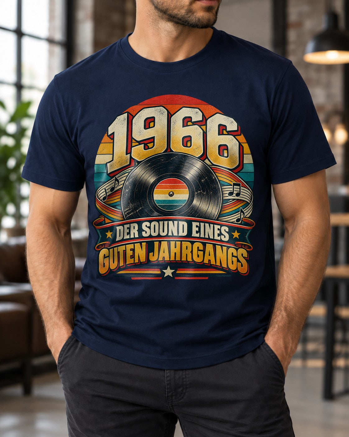 1966 Der Sound eines guten Jahrgangs T-Shirt, Vintage Geburtstag Shirt Herren, Retro Schallplatte Geschenk 59. Geburtstag