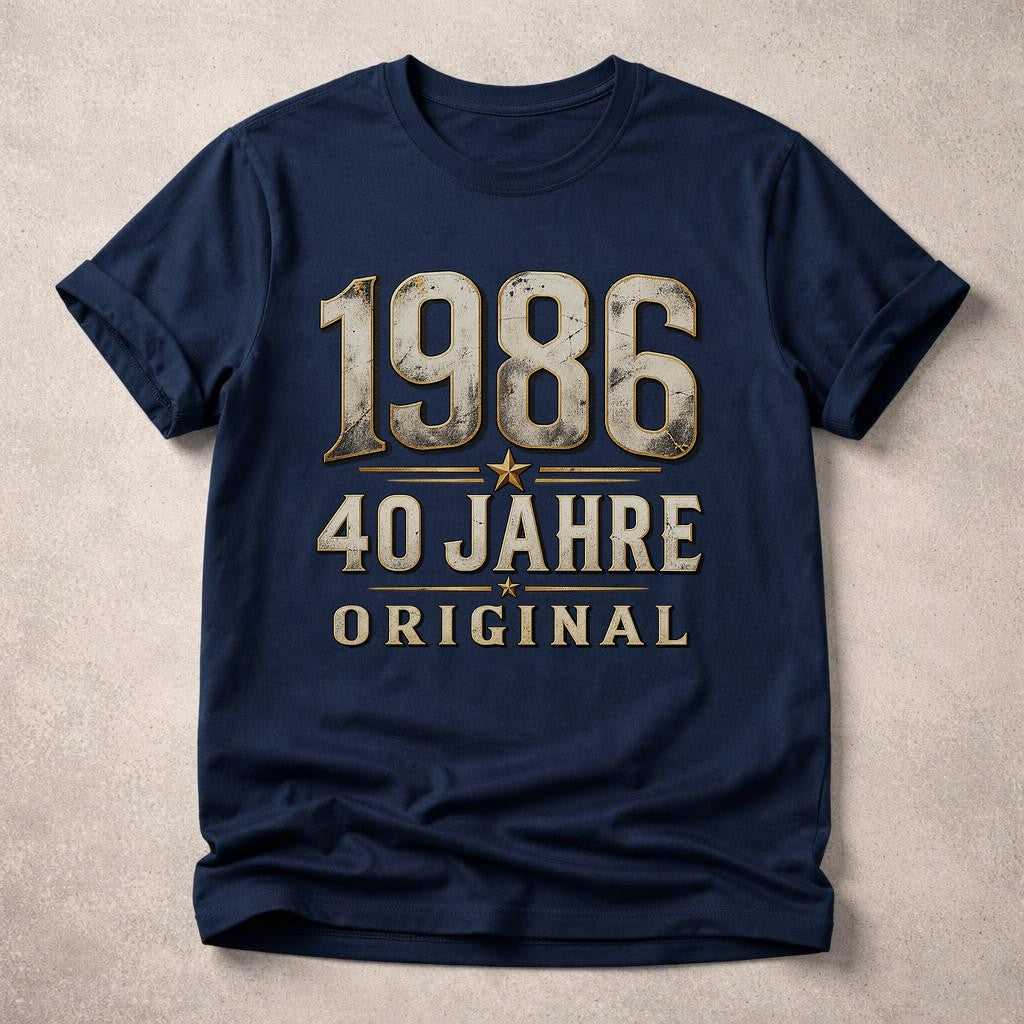 1986 40 Jahre Original T-Shirt Herren, Vintage Geburtstag Shirt 40. Geburtstag Geschenk Mann, Jahrgang 1986 Tee