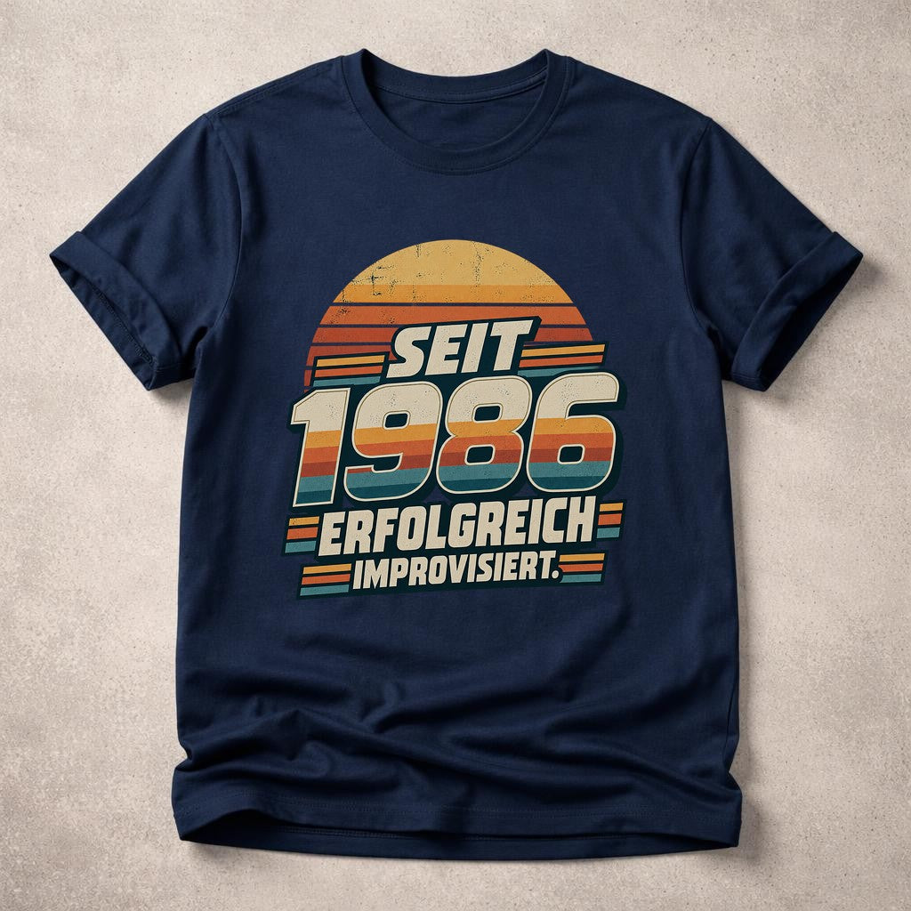 Seit 1986 erfolgreich improvisiert T-Shirt Herren Retro Geburtstag Shirt Jahrgang 1986 Vintage Geschenk 39. Geburtstag