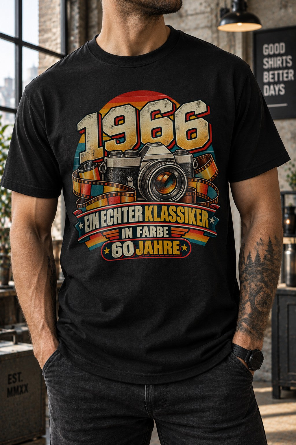 1966 Ein echter Klassiker in Farbe 60 Jahre T-Shirt, Geburtstag Shirt Herren, Vintage Kamera Retro Geschenk
