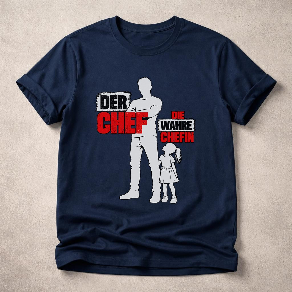 Camiseta "El jefe", "La verdadera jefa", divertida, para papá e hija, regalo del Día del Padre, frase familiar para hombre