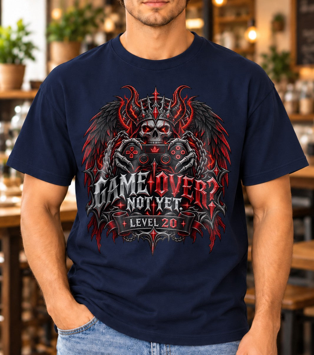 Personalisiert Gamer Geburtstag T-Shirt, Game Over Not Yet Shirt mit Alter, Gaming Geschenk für Zocker Herren
