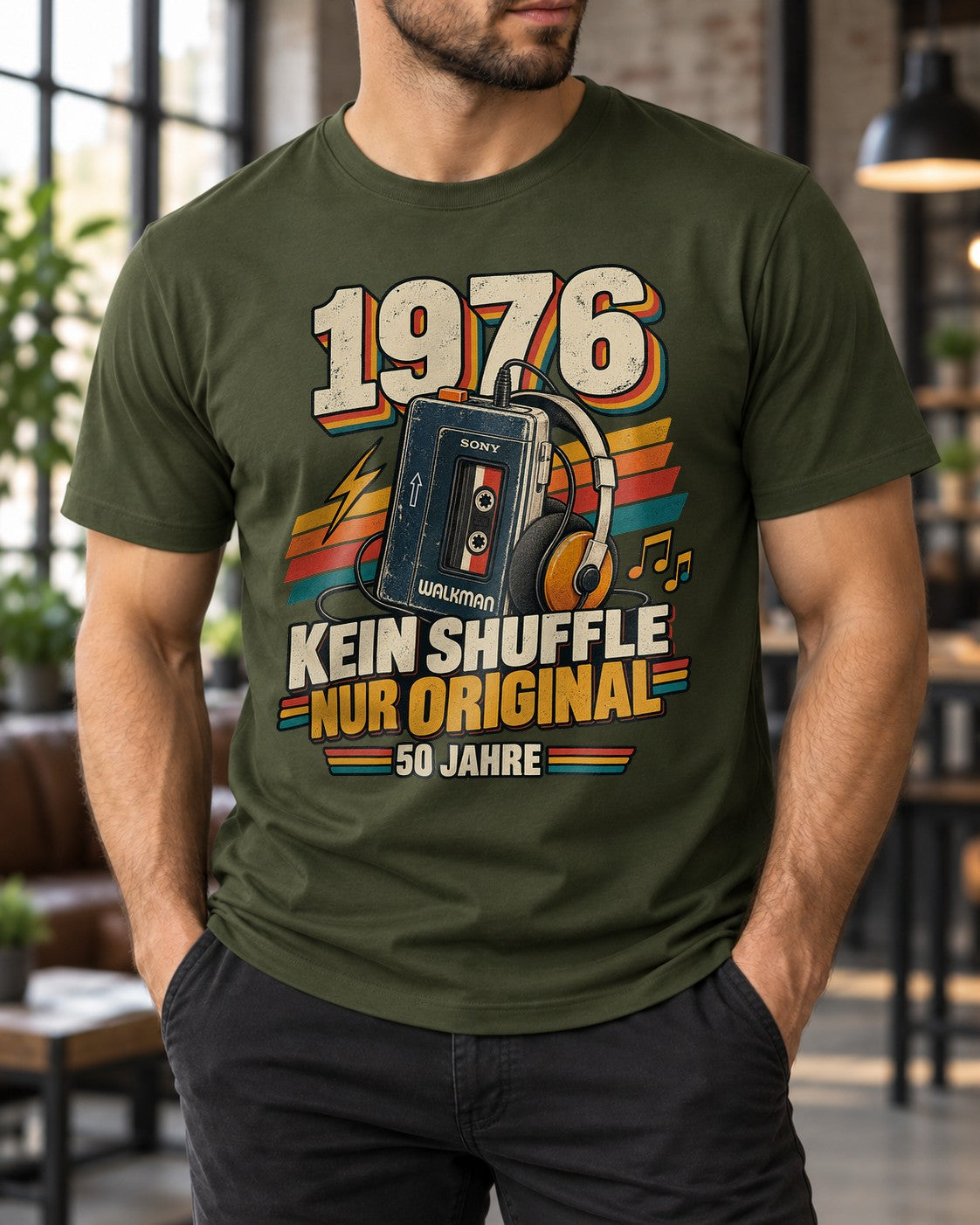 1976 Kein Shuffle Nur Original T-Shirt, 50 Jahre Geburtstag Shirt, Retro Kassette Walkman Vintage Geschenk