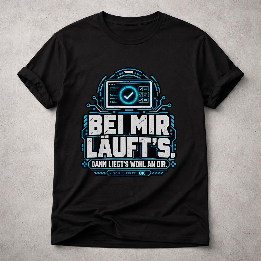 IT T-Shirt Herren Lustig BeI Mir Läuft's Dann Liegt's Wohl An Dir Nerd Spruch Computer Admin Geschenk