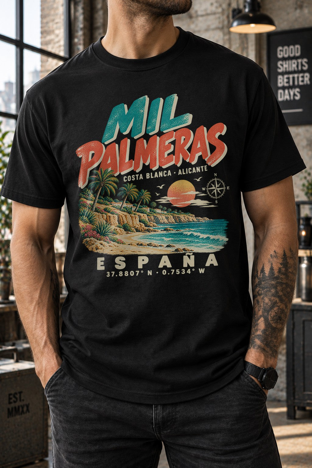 Camiseta personalizada de destino vacacional vintage, camiseta con coordenadas de lugar a elección, camiseta retro de viaje a la playa personalizada para mujer y hombre