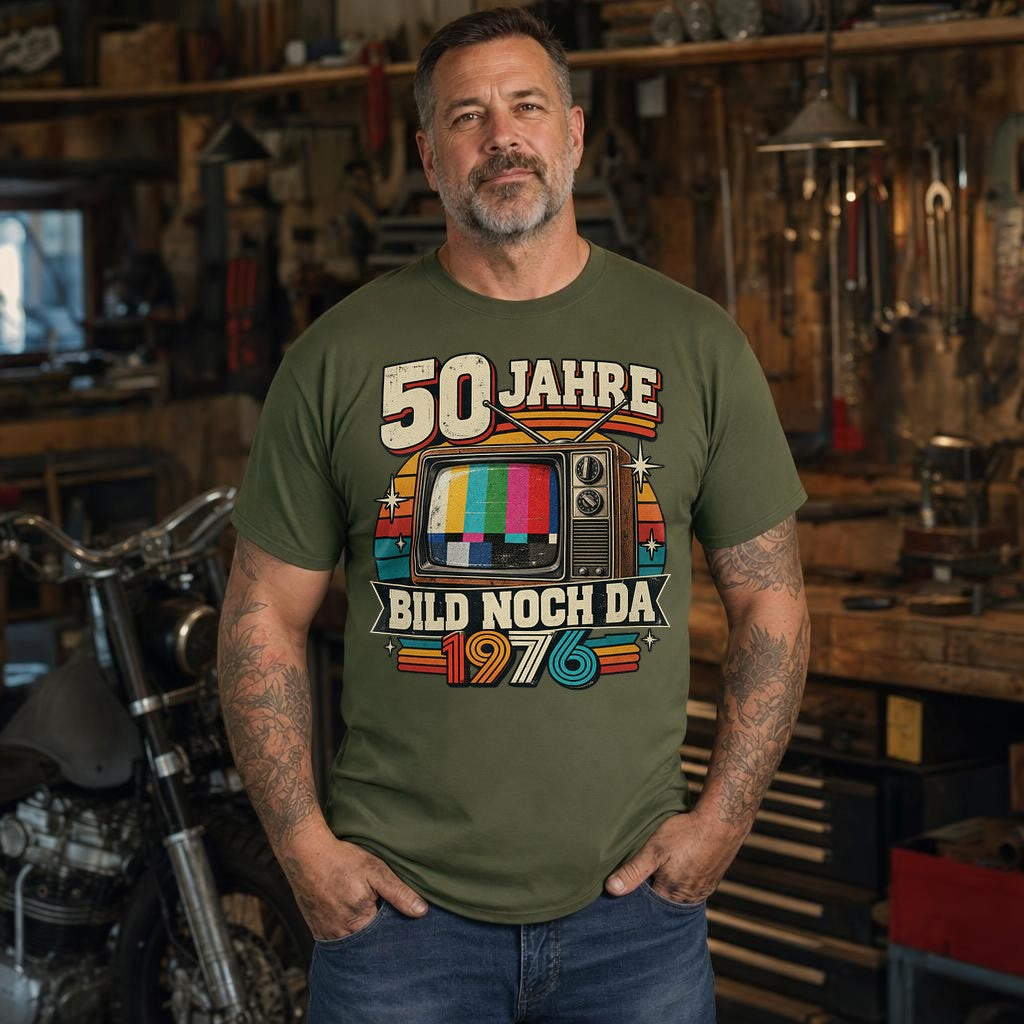 50 Jahre Bild noch da 1976 T-Shirt Herren Retro Geburtstag Vintage TV Shirt lustig 50. Geburtstag Geschenk