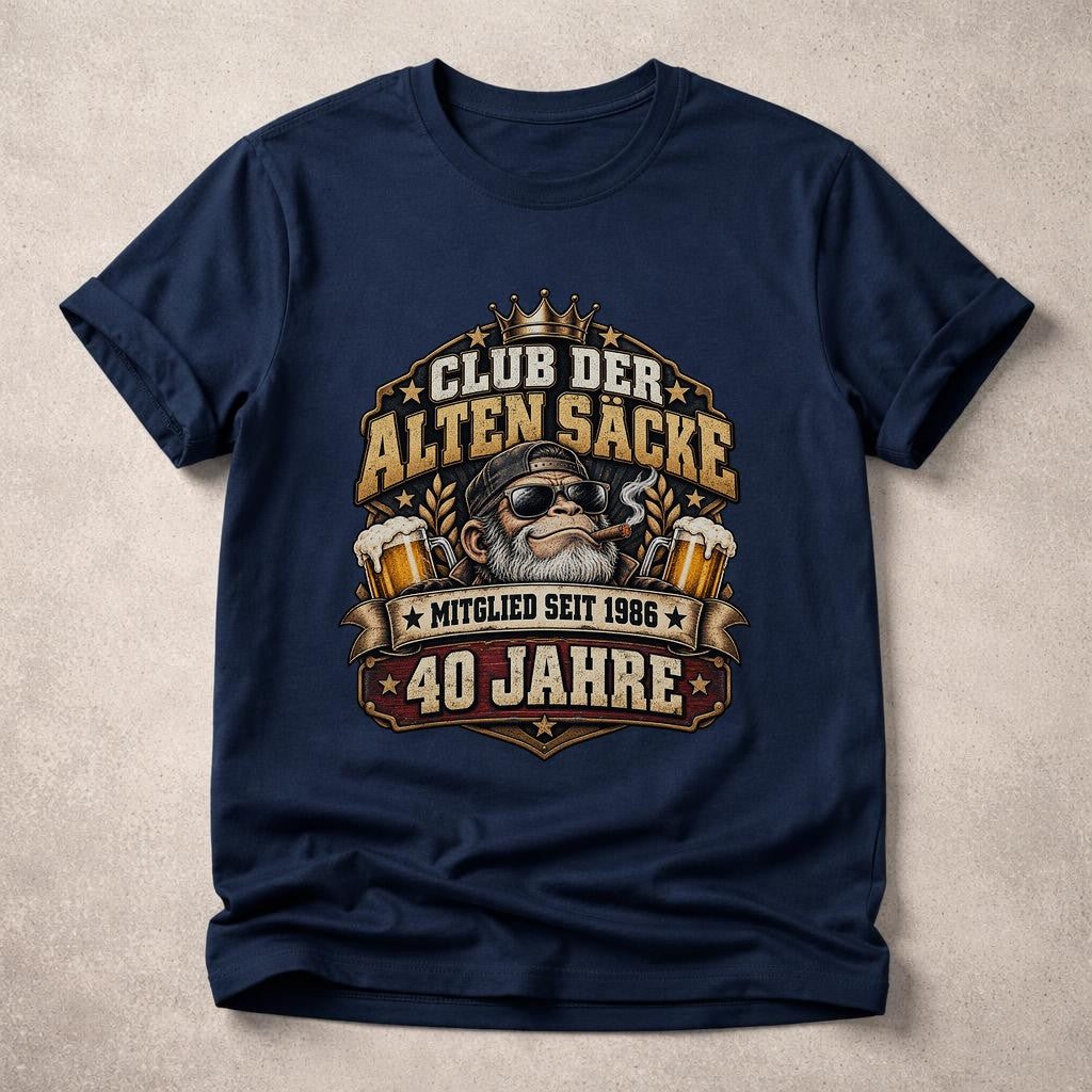 40. Geburtstag T-Shirt Herren Club der alten Säcke 1986 lustig Bier Affe Geschenk für Männer Geburtstag