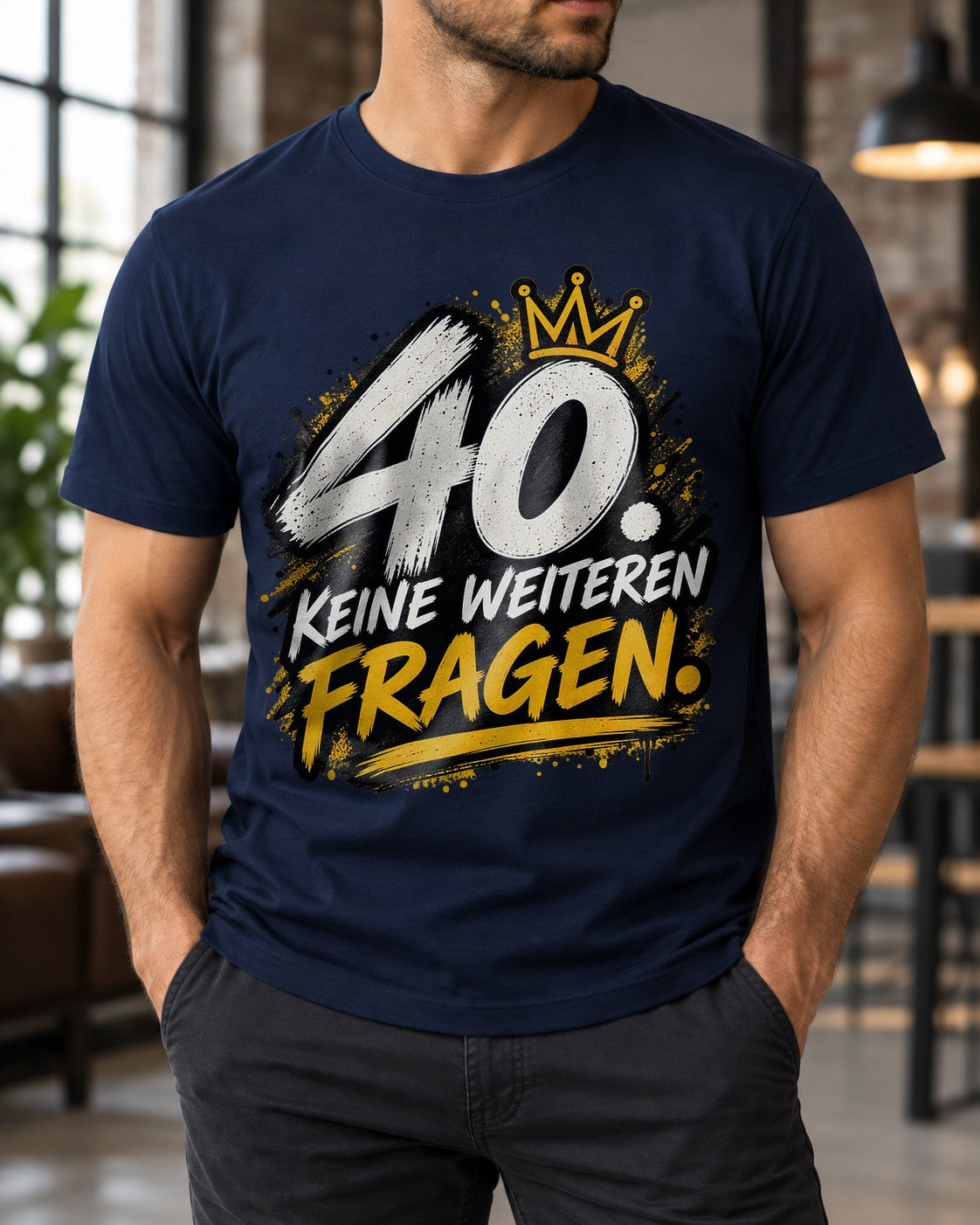 40. Sin más preguntas Camiseta de hombre, Camiseta divertida de 40 cumpleaños, Regalo para el cuadragésimo, Camiseta con mensaje Negra