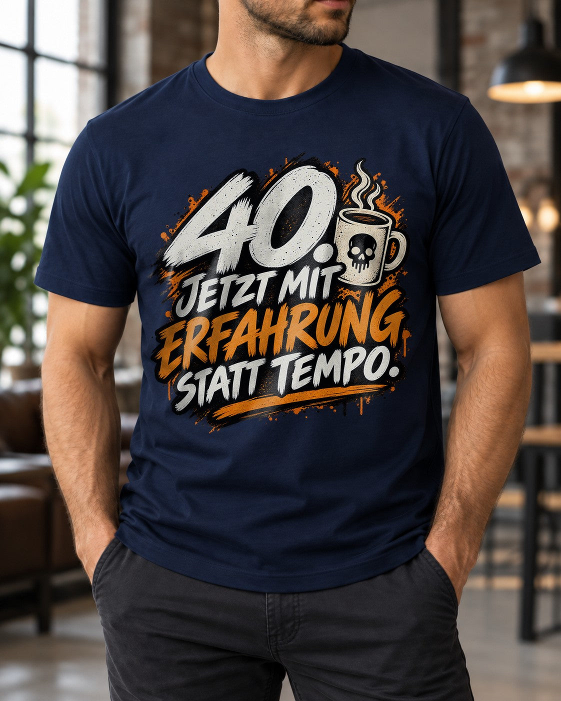 40. Geburtstag T-Shirt Herren lustig, 40 Jetzt mit Erfahrung statt Tempo, Geschenk zum Vierzigsten Mann