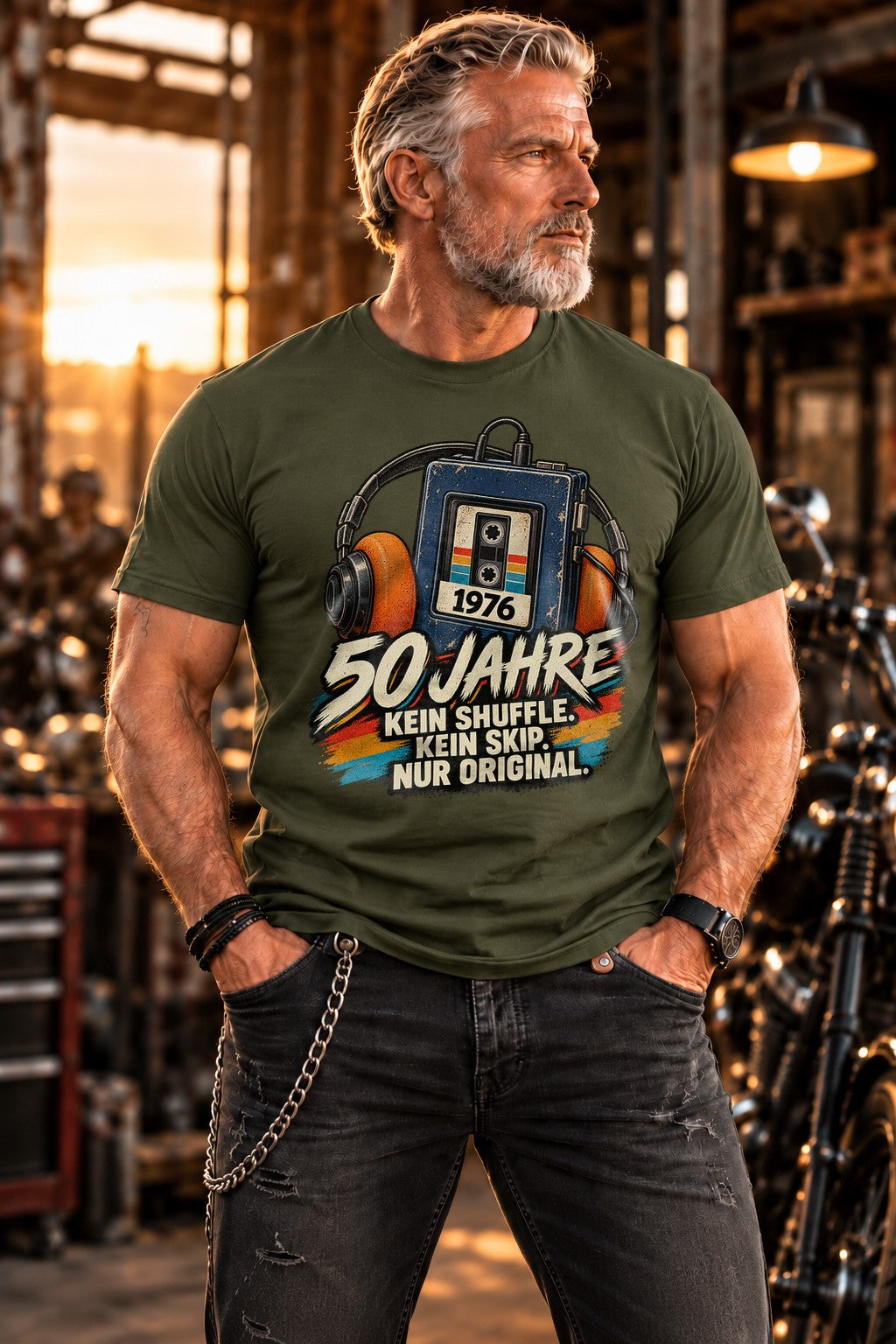 50 Jahre 1976 T-Shirt Herren Vintage Kassette Geburtstag Geschenk Kein Shuffle Kein Skip Nur Original