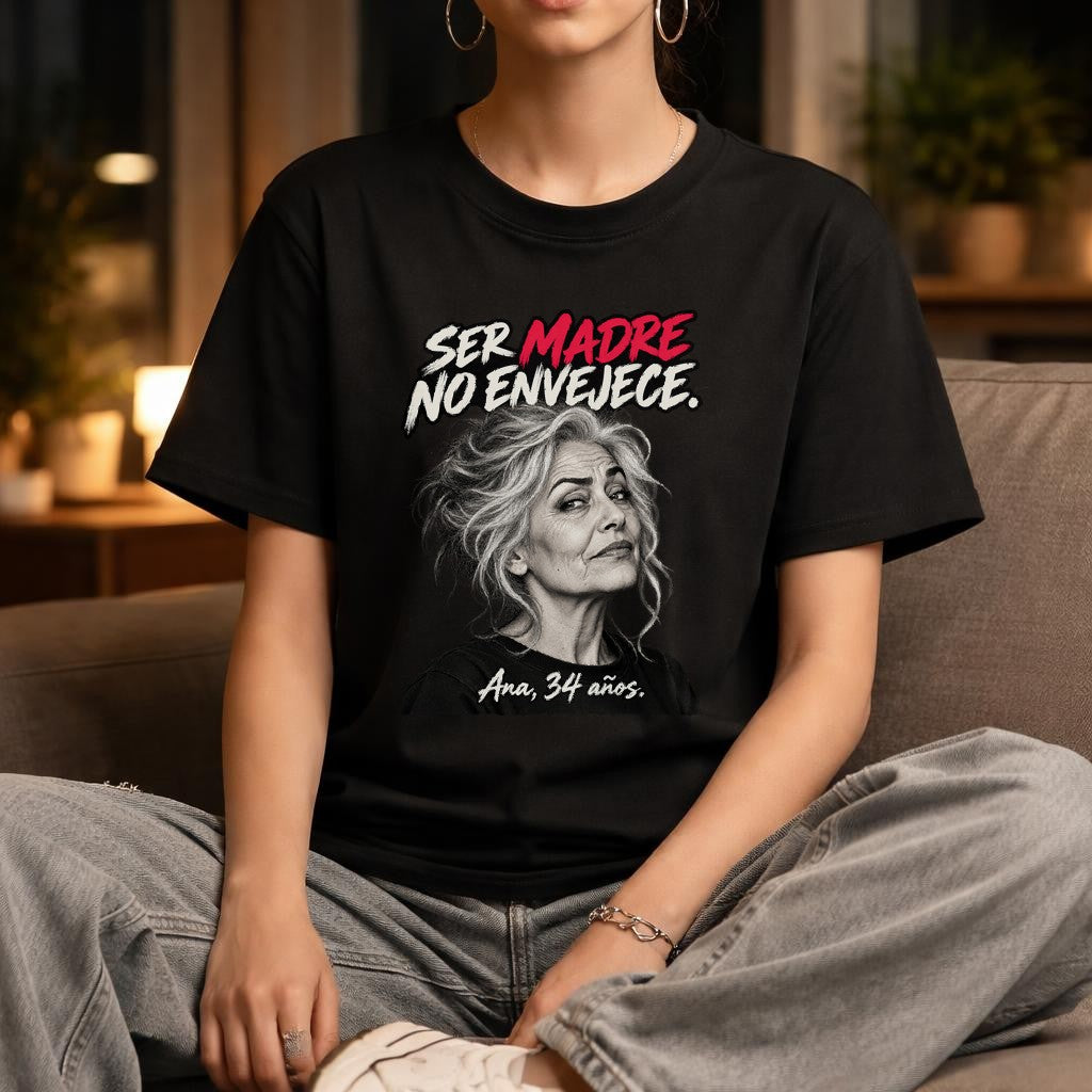 Ser Madre No Envejece T-Shirt Damen, Lustiges Mama Shirt Spanisch, Oversized Muttertag Geschenk, Schwarzes Statement Tee