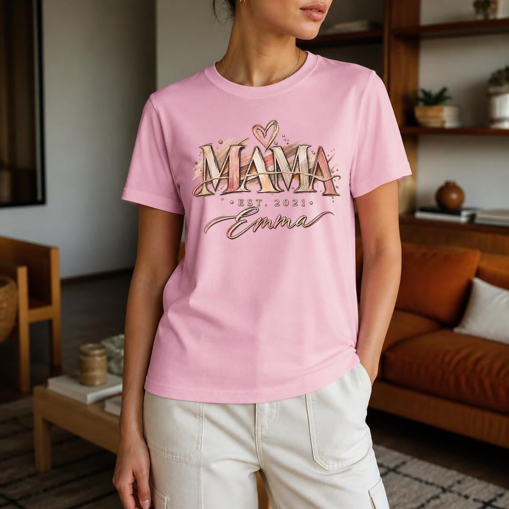 Camiseta personalizada para mamá con nombre y año a elegir, camiseta vintage boho para mujer, regalo para el Día de la Madre, mamá con nombre