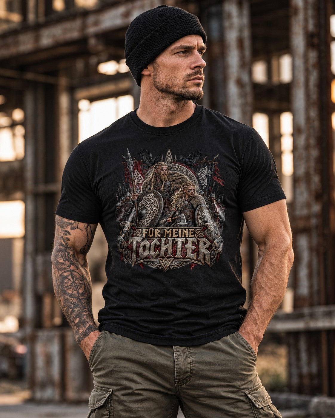 Für Meine Tochter Wikinger T-Shirt Herren, Vater Tochter Geschenk, Viking Shirt, Nordisch Fantasy Krieger Tee