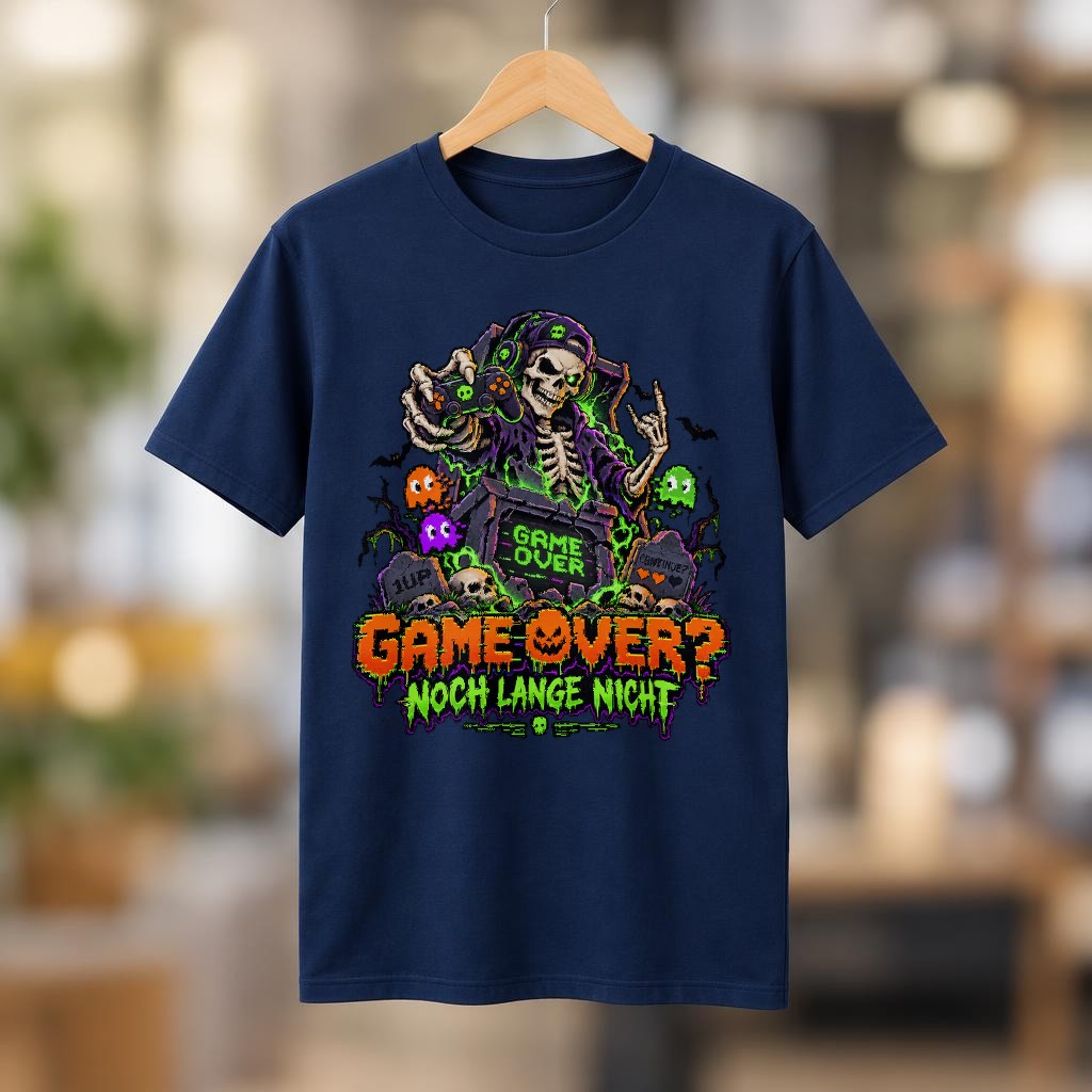 Game Over? Noch lange nicht T-Shirt – Retro Gaming Skull Shirt für Gamer