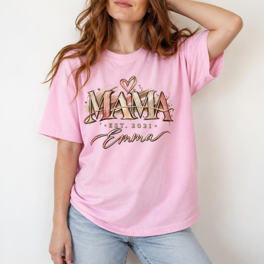 Camiseta personalizada para mamá con nombre y año a elegir, camiseta vintage boho para mujer, regalo para el Día de la Madre, mamá con nombre