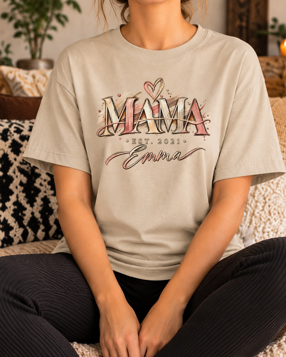 Camiseta personalizada para mamá con nombre y año a elegir, camiseta vintage boho para mujer, regalo para el Día de la Madre, mamá con nombre