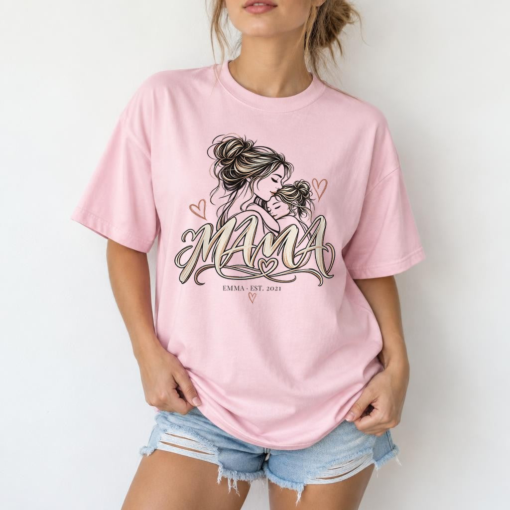 Personalisiertes Mama T-Shirt mit Name & Wunschjahr, Geschenk für Mama, Muttertags Shirt, Mama Shirt individuell