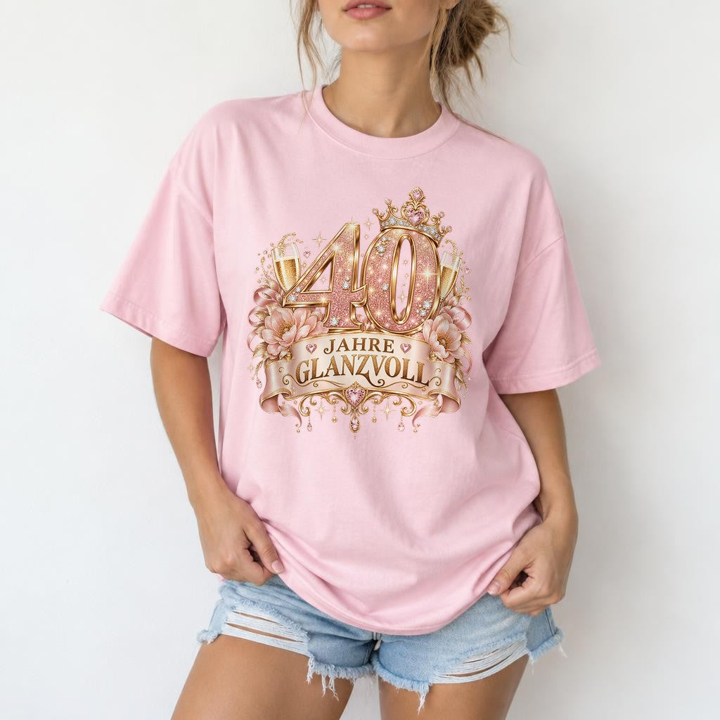 Personalisiert Geburtstag Shirt Damen – Jahre glanzvoll T-Shirt mit Alter, Glamour Geschenk Frau