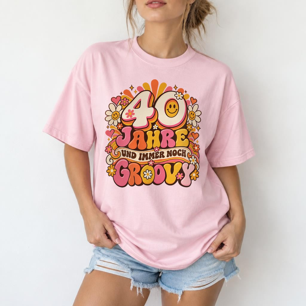 Camiseta de cumpleaños personalizada para mujer retro, camiseta de cumpleaños groovy con edad, regalo boho individualizado de los años 70