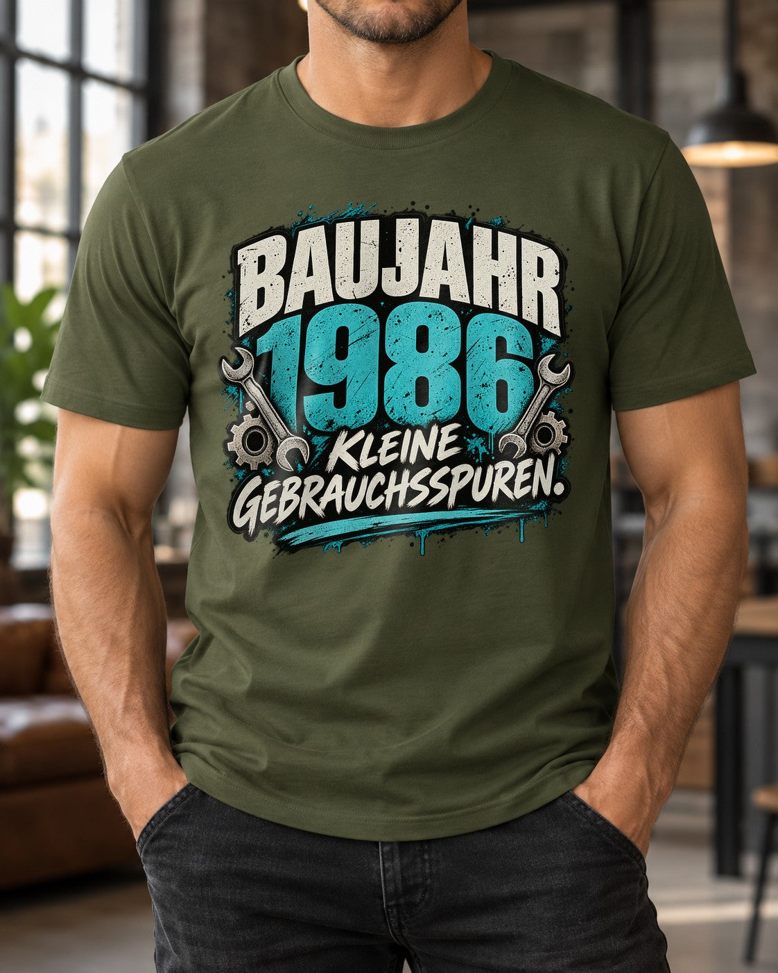 Año de fabricación 1986 Camiseta divertida para hombre, Camiseta con pequeñas marcas de uso, Regalo de 39.º cumpleaños para hombre, Camiseta vintage de mecánico