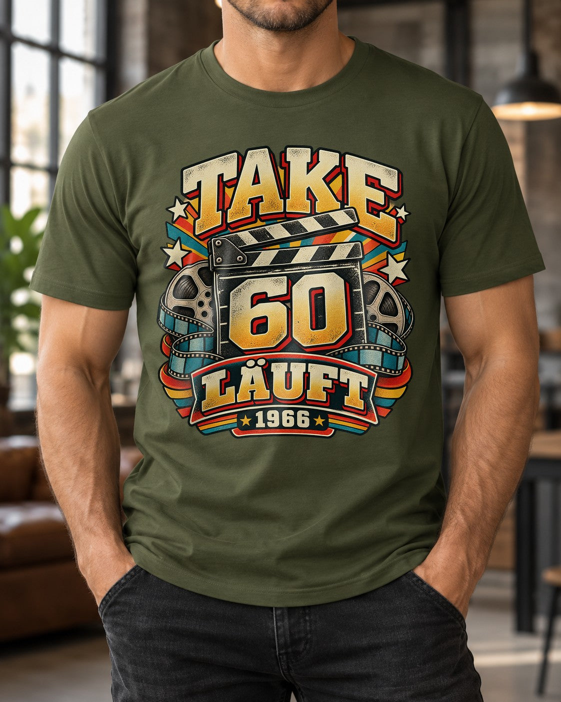 Camiseta Take 60 rodó en 1966 para hombre, camiseta de 60.º cumpleaños, camiseta de cumpleaños retro con claqueta de cine, regalo para nacidos en 1966
