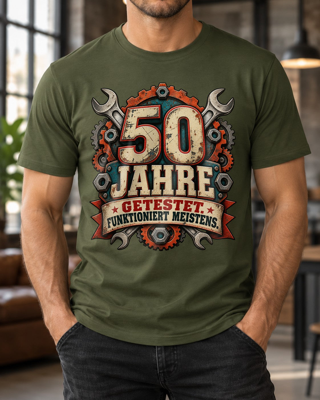 50 Jahre getestet funktioniert meistens T-Shirt, lustiges 50 Geburtstag Shirt, Schrauber Werkstatt Geschenk Mann