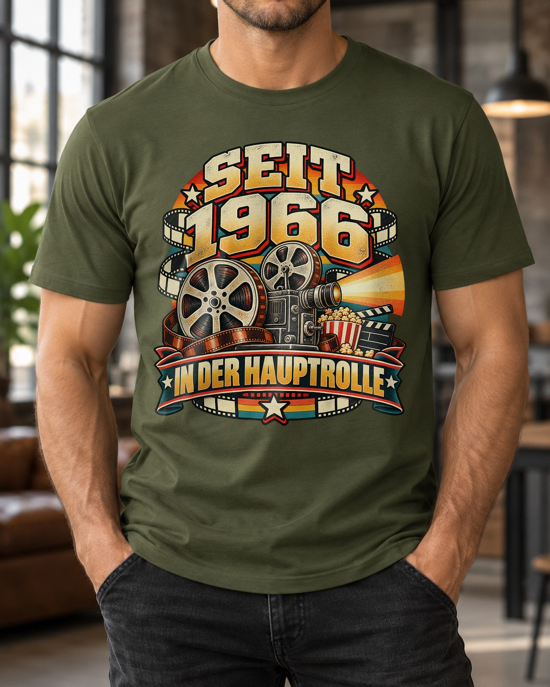 SeiT 1966 in der Hauptrolle T-Shirt Herren, 59. Geburtstag Geschenk, Retro Kino Film Fan Shirt, Jahrgang 1966