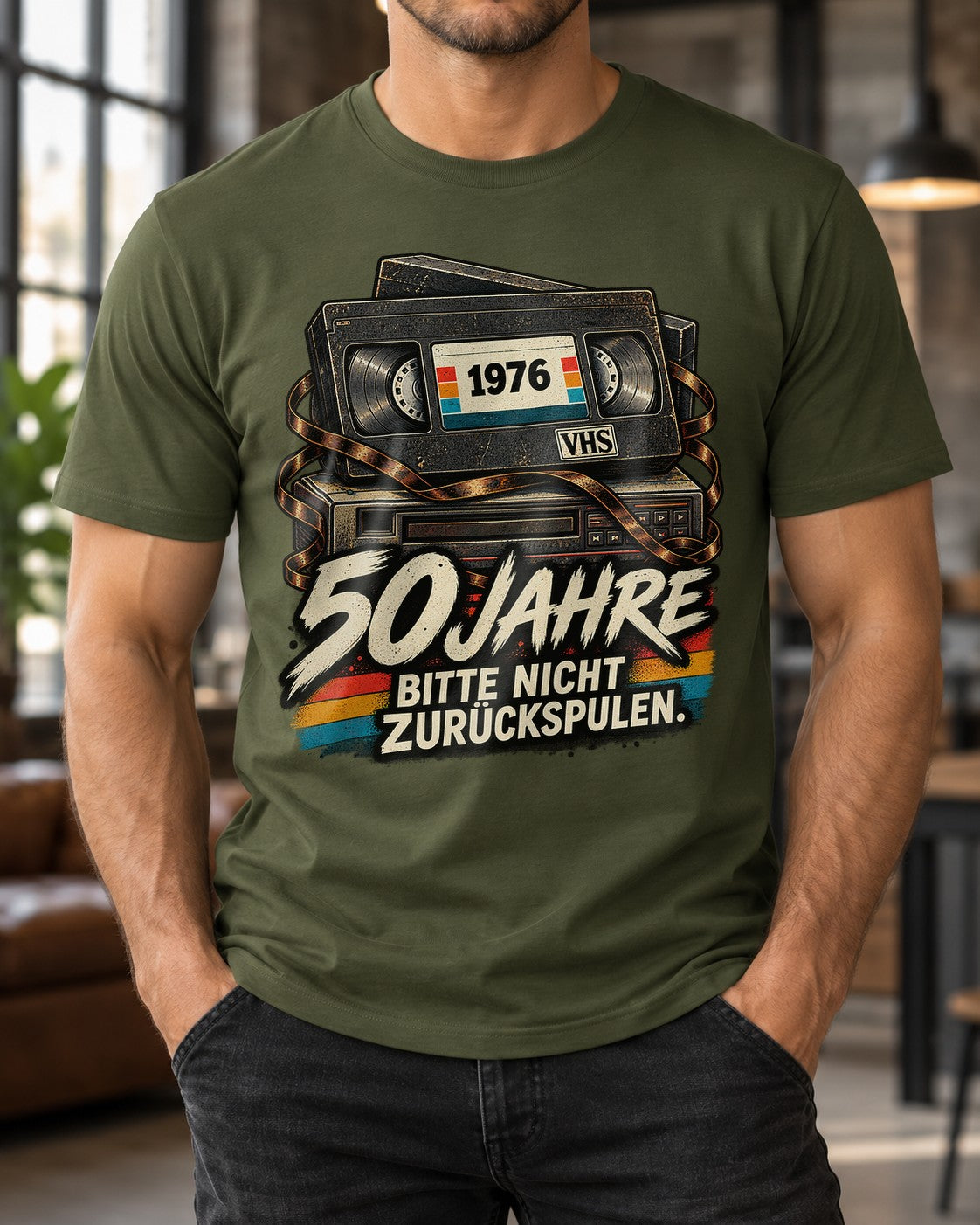 50 Jahre Bitte Nicht Zurückspulen T-Shirt 1976 VHS Retro Geburtstag Geschenk Herren Damen Vintage